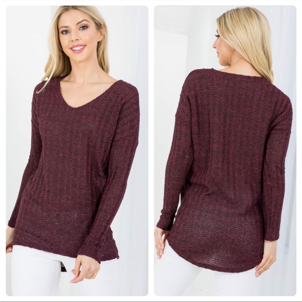 Lightweight Tunic V-neck Sweater NWT in Burgundy, all Sizes